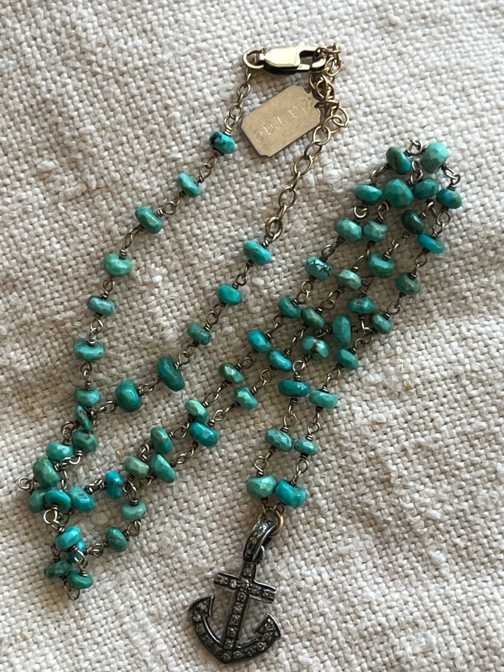 NECKLACE Ela Rae anchor faux diamond chips and Marcasite? Great Layering piece!